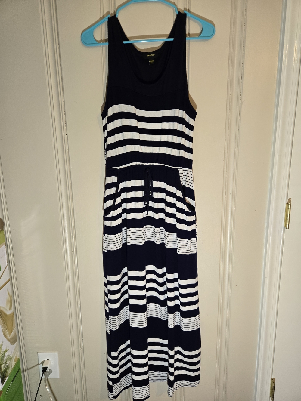 Espresso Navy and White Striped Maxi Dress